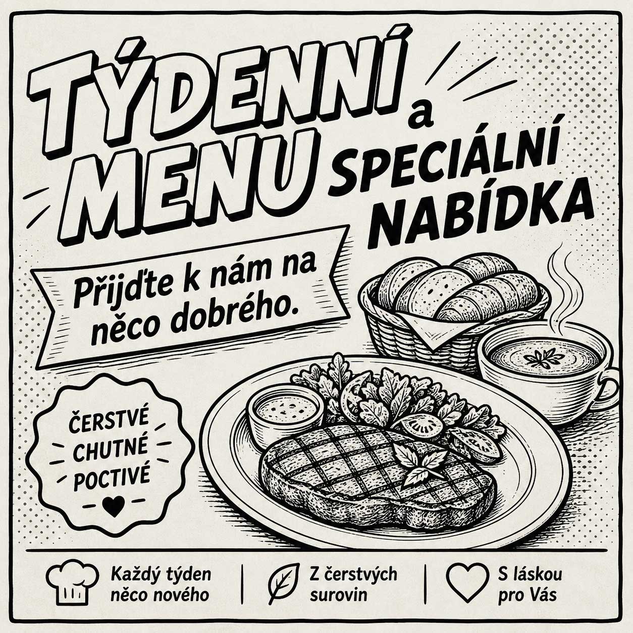 Kožová hora - restaurace, ubytování, rozhledna. Týdenní menu a speciální nabídka restaurace.